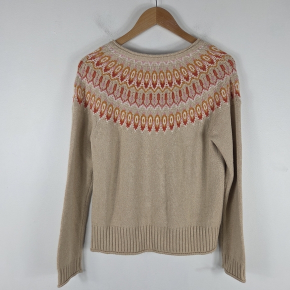 Sundance Wool Long Sleeve Button Up Fair Isle Cardigan Sweater - Picture 5 of 9